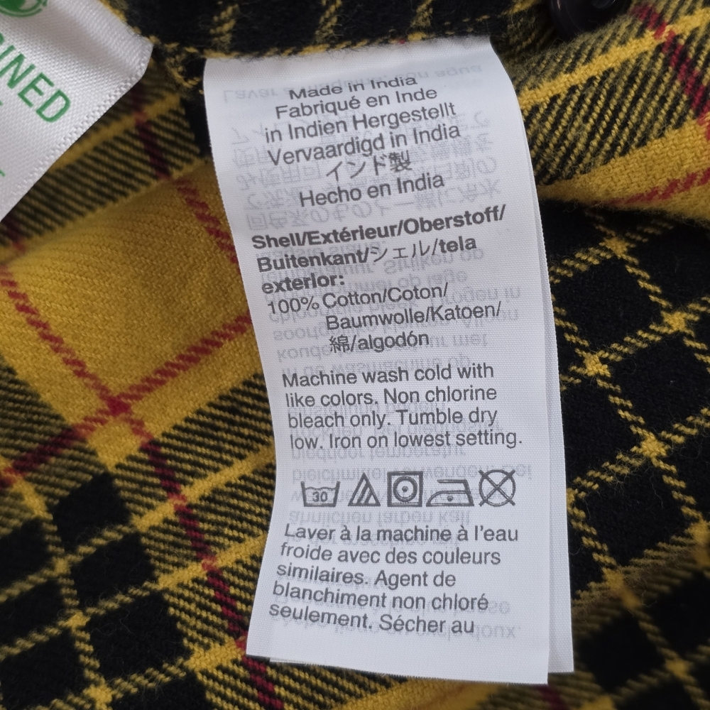 J.Crew Flannel Shirt Men L Yellow Plaid Midweight Button Down Classic Fit NWOT - Picture 9 of 10